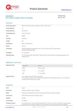 Anti-CD61 / Integrin Beta 3 Antibody (ARG40201)