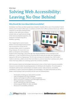 Solving Web Accessibility: Leaving No One Behind