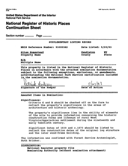 National Register of Historic Places Continuation Sheet