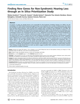 Finding New Genes for Non-Syndromic Hearing Loss Through an in Silico Prioritization Study