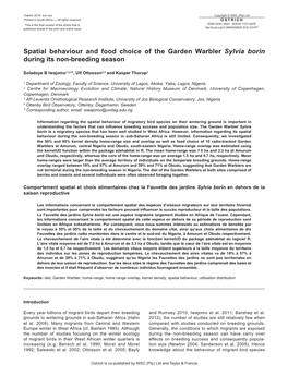 Spatial Behaviour and Food Choice of the Garden Warbler Sylvia Borin During Its Non-Breeding Season