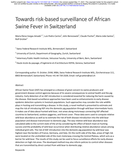 Towards Risk-Based Surveillance of African Swine Fever in Switzerland