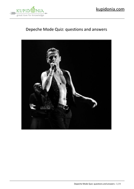 Depeche Mode Quiz: Questions and Answers