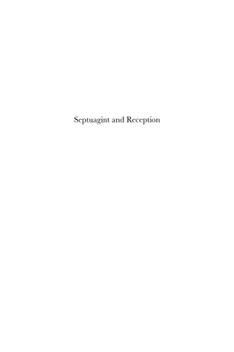 Septuagint and Reception Supplements to the Vetus Testamentum