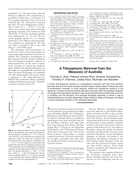A Tribosphenic Mammal from the Mesozoic of Australia