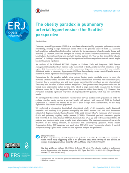 The Obesity Paradox in Pulmonary Arterial Hypertension: the Scottish Perspective