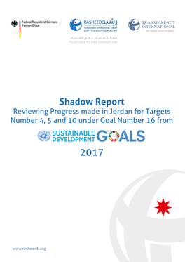 Shadow Report Reviewing Progress Made in Jordan for Targets Number 4, 5 and 10 Under Goal Number 16 From
