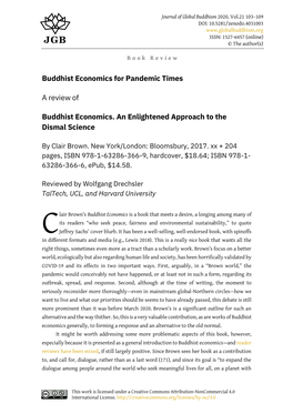 Buddhist Economics for Pandemic Times a Review of Buddhist