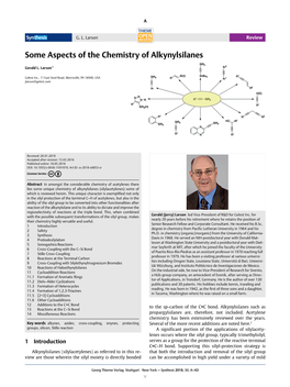 Some Aspects of the Chemistry of Alkynylsilanes