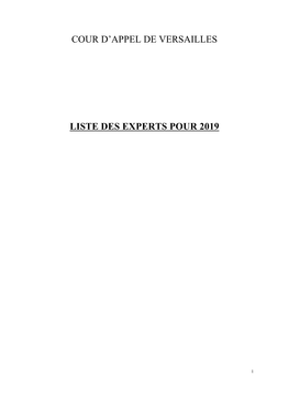 Cour D'appel De Versailles Liste Des Experts Pour 2019