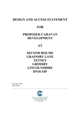 Design and Access Statement for Proposed Caravan