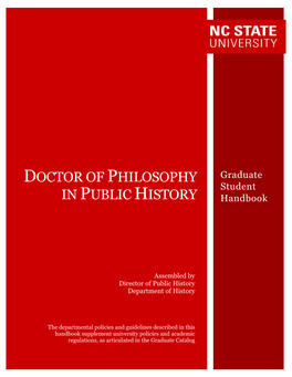 Doctor of Philosophy in Public History