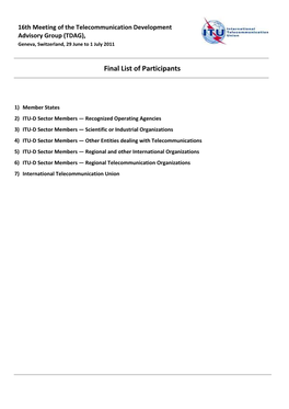 Final List of Participants