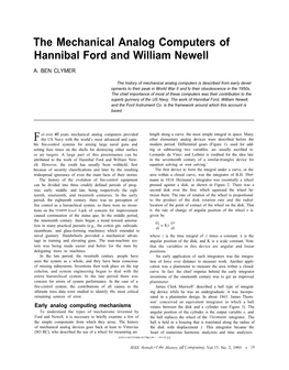 The Mechanical Analog Computers of Hannibal Ford and William Newell