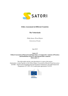 Ethics Assessment in Different Countries the Netherlands