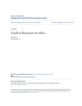 Guide to Resources on Africa Ida E