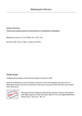 Functional Representation of Preiterative/Combinatory Formalism