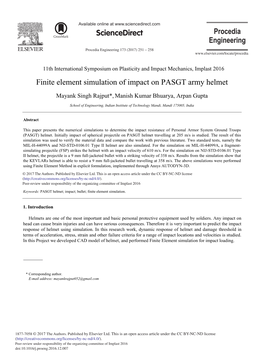 Finite Element Simulation of Impact on PASGT Army Helmet