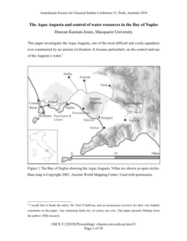 The Aqua Augusta and Control of Water Resources in the Bay of Naples Duncan Keenan-Jones, Macquarie University