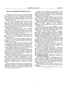 Oregon Laws 2012 Hcr 204 House Concurrent