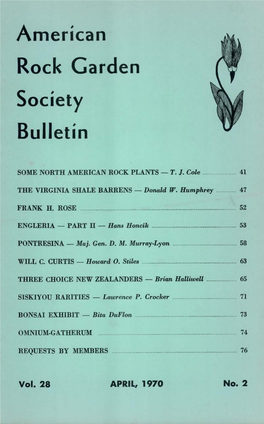 American Rock Garden Society Bulletin