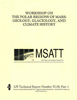 Workshop on the Polar Regions of Mars, Geology, Glaciology And