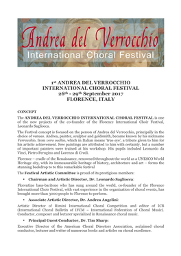 ANDREA DEL VERROCCHIO INTERNATIONAL CHORAL FESTIVAL 26Th - 29Th September 2017 FLORENCE, ITALY