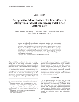 Preoperative Identification of a Bone–Cement Allergy in a Patient Undergoing Total Knee Arthroplasty