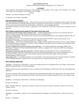 LISS PARISH COUNCIL Minutes of the Planning Committee Meeting Held on 10Th January 2011