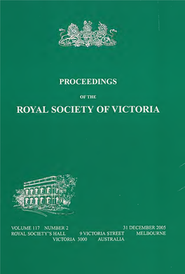 Proceedings of the Royal Society of Victoria. New Series