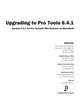 Upgrading to Pro Tools TDM 6.4.1 Mac OS X