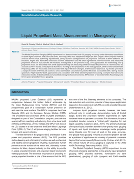 Liquid Propellant Mass Measurement in Microgravity