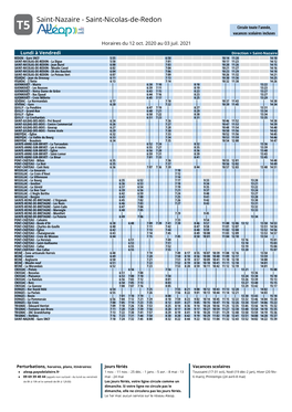 Saint-Nazaire - Saint-Nicolas-De-Redon T5 Circule Toute L'année, Vacances Scolaires Incluses