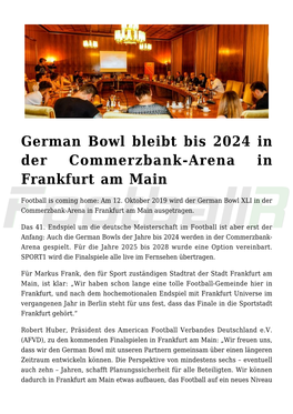 German Bowl Bleibt Bis 2024 in Der Commerzbank-Arena in Frankfurt Am Main