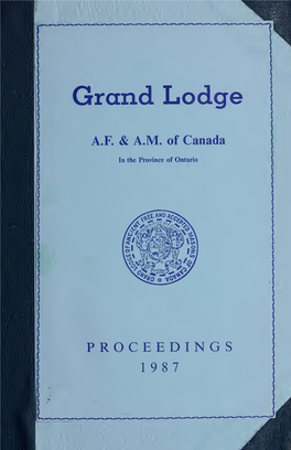 Grand Lodge of AF & AM of Canada, 1987