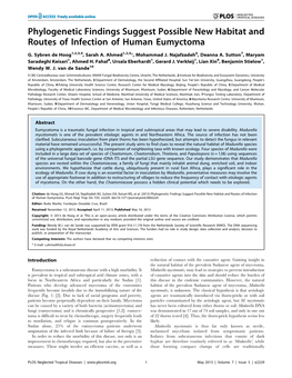 Phylogenetic Findings Suggest Possible New Habitat and Routes of Infection of Human Eumyctoma