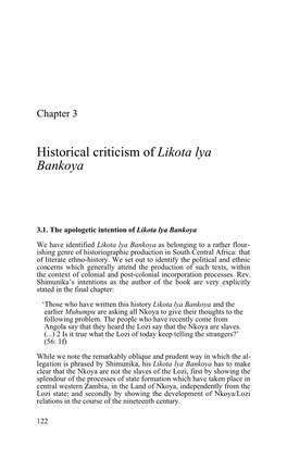Historical Criticism of Likota Lya Bankoya
