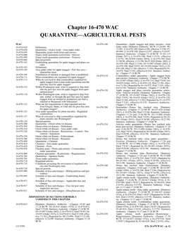 Chapter 16-470 WAC QUARANTINE—AGRICULTURAL PESTS