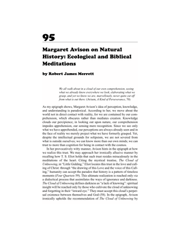 Margaret Avison on Natural History: Ecological and Biblical Meditations by Robert James Merrett