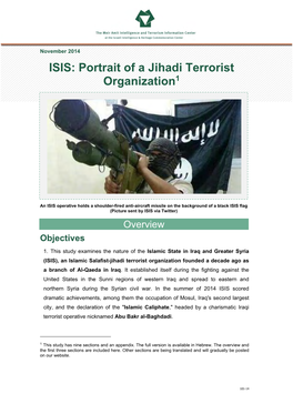 ISIS: Portrait of a Jihadi Terrorist Organization1