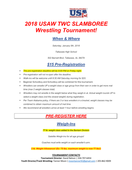 2018 USAW TWC SLAMBOREE Wrestling Tournament!