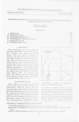 Mollusca:Gastropoda) of the Angostura Formation Northwestern Ecuador '