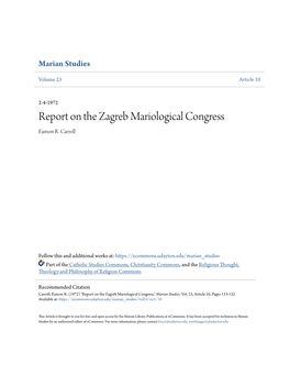 Report on the Zagreb Mariological Congress Eamon R