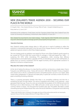 New Zealand's Trade Agenda 2030