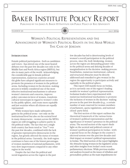 Baker Institute Policy Report Published by the James A