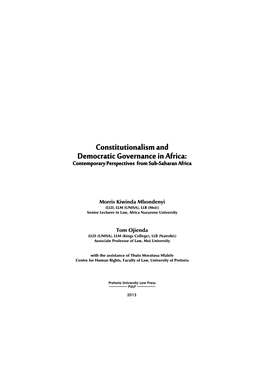 Constitutionalism and Democratic Governance in Africa: Contemporary Perspectives from Sub-Saharan Africa