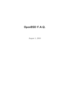 Openbsd F.A.Q