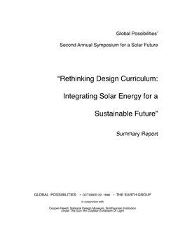 “Rethinking Design Curriculum: Integrating Solar Energy for A