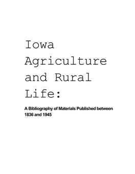 Iowa Agriculture and Rural Life
