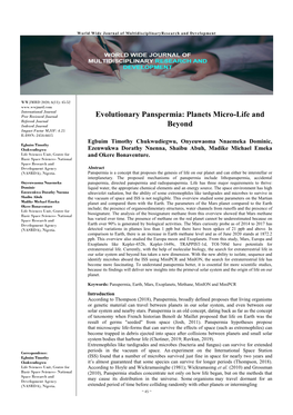 Evolutionary Panspermia: Planets Micro-Life and Beyond